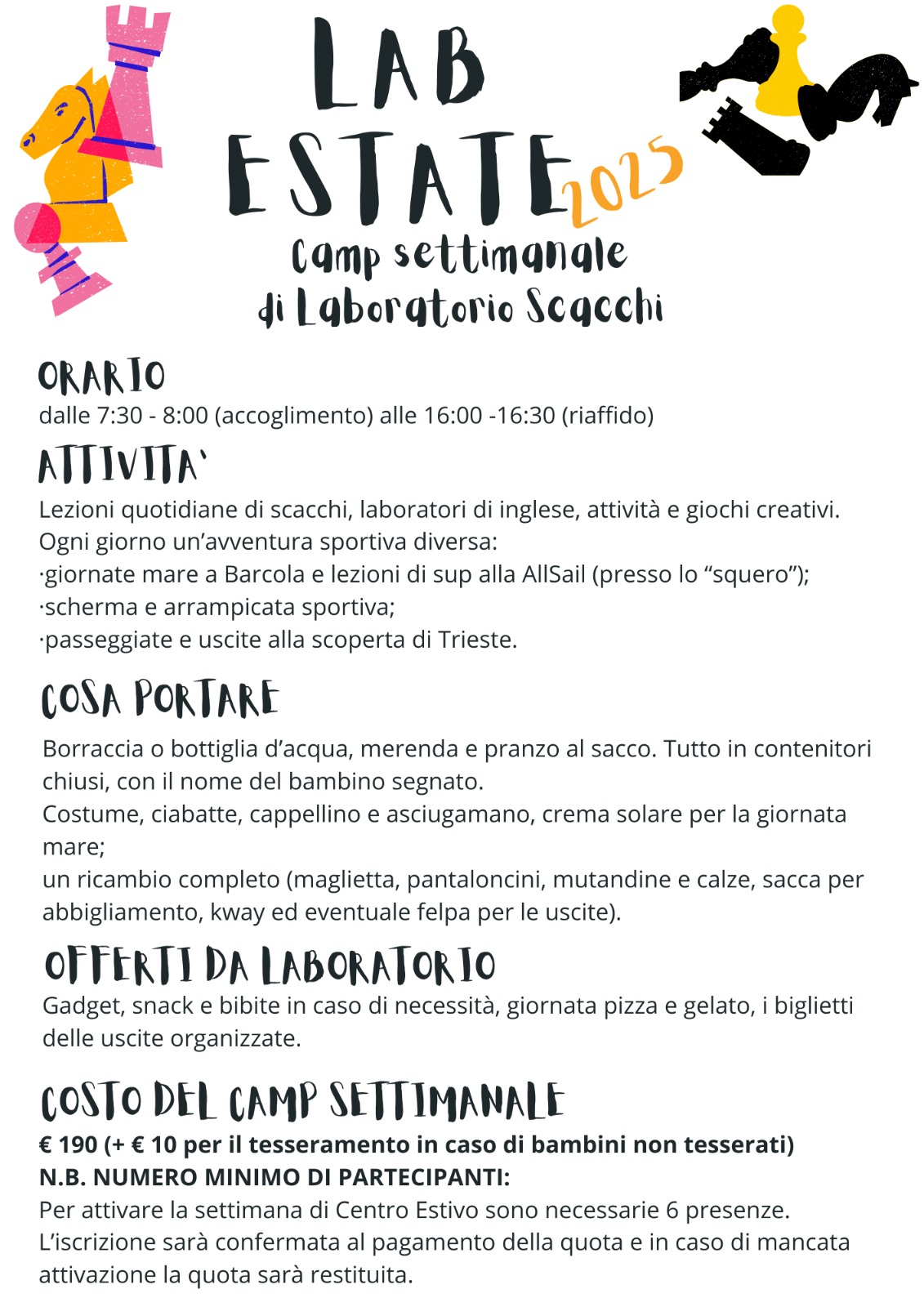 Camp Estivo 2025 di Laboratorio Scacchi - informazioni